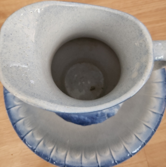 Early 1900's pitcher and basin bath set, AE Hull salt glazed, blue and white - Picture 2 of 7